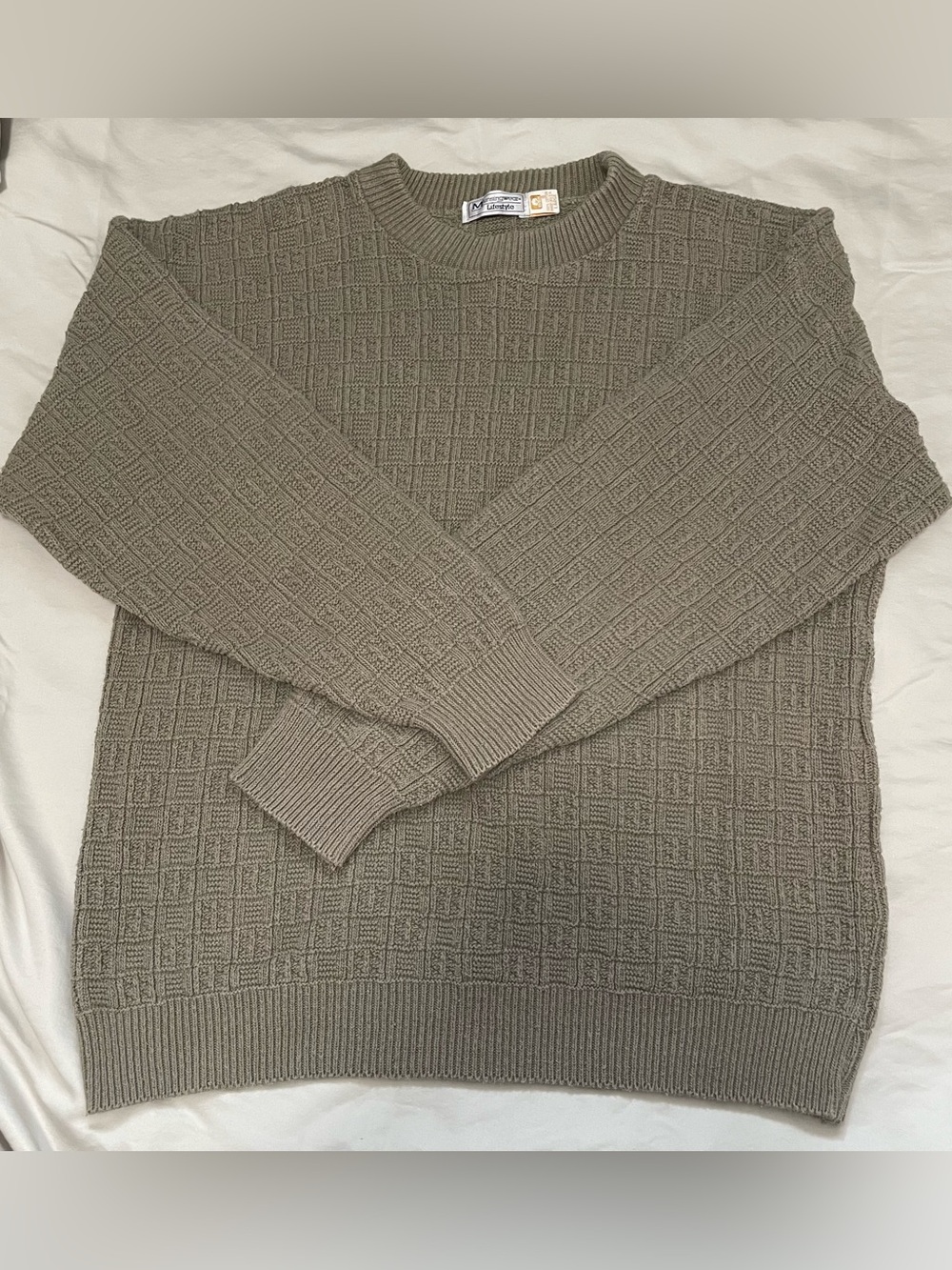 Munsingwear 100% Cotton Crewneck Sweater in Taupe Knit